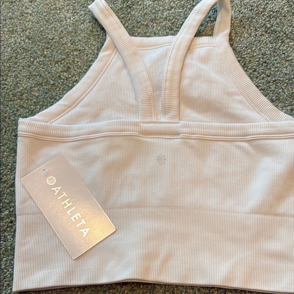Athleta White Ribbed Sports Bra